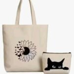Tote bag və makiyaj çantası (2-li set) S004