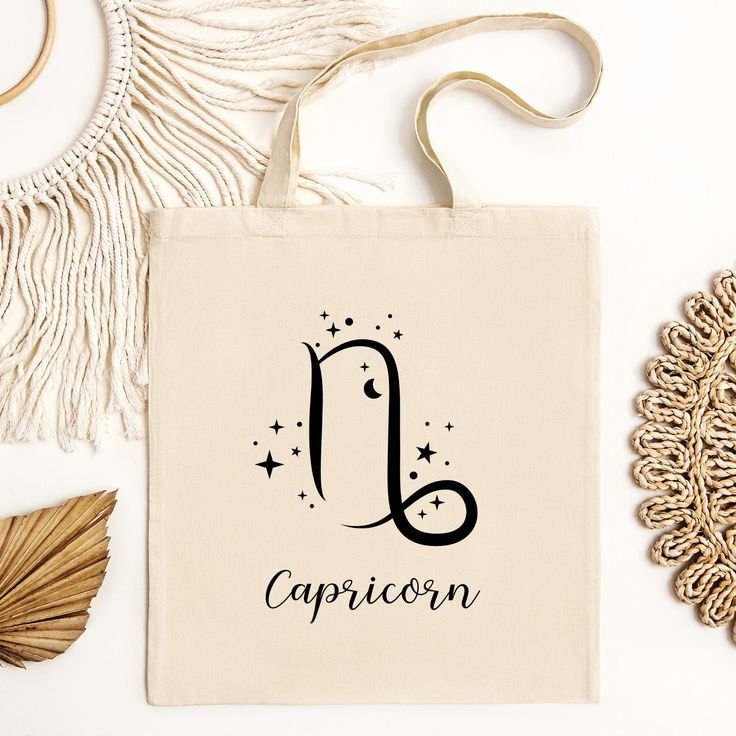 CAPRICORN Tote Bag, Tote Bag, Tote Bag, Capricorn Gifts, Womens Gift, Cotton Canvas Tote Bag, Grocery Bag, Zodiac Sign, Zodiac Sign Gifts - Etsy Şoper Çanta (Tote Bag) TB091 - Şəkil 1