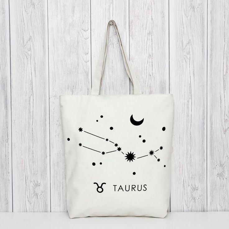 Taurus Constellation Tote Bag, Zodiac Sign Gift, Eco Friendly Tote Bags , Bag For Life Tote, Astrological Sign Gift Şoper Çanta (Tote Bag) TB089 - Şəkil 1