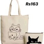 Tote bag və makiyaj çantası (2-li set) S003