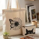 Tote bag və makiyaj çantası (2-li set) S005
